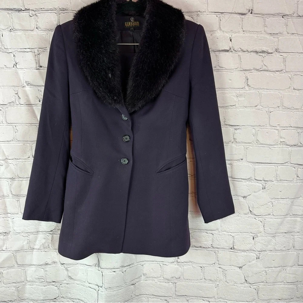 vintage wool georgiou studio suit jacket sz 2 with matching skirt sz 4
